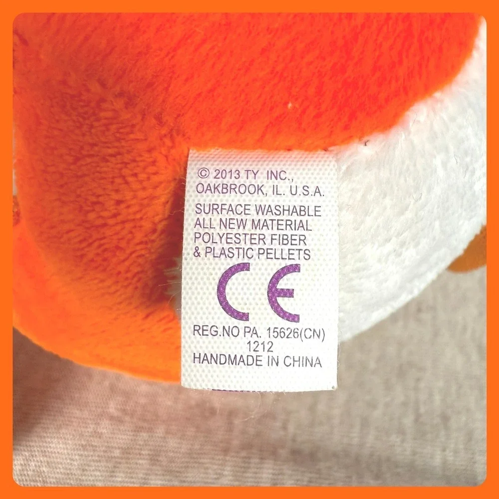 Ty Beanie‎ Ballz Bubbles Goldfish Orange White Plush Round Stuffed Animal 38031